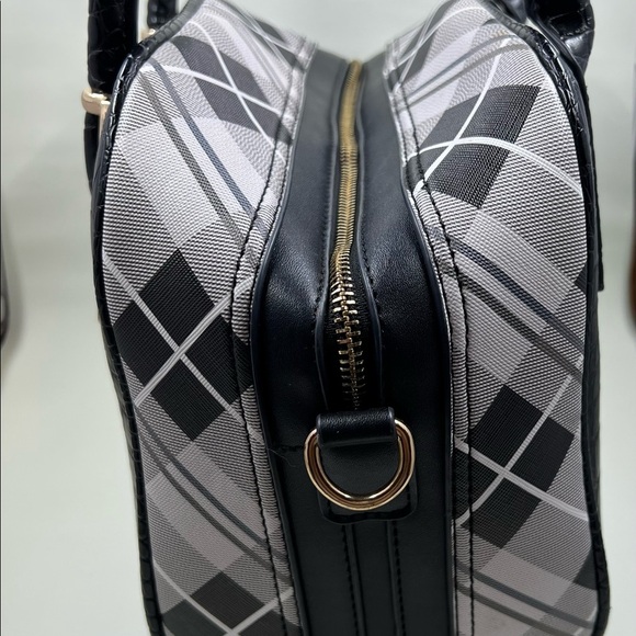Black and white check pattern satchel bag - Picture 3 of 6